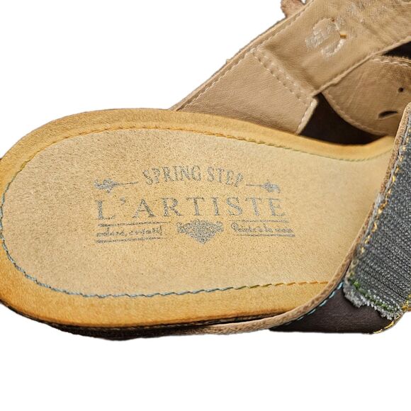 L'Artiste By Spring Step Adelanda Leather Sandals Floral Slides, Womens 7.5 (38) - Picture 10 of 13